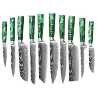 Ensembles de couteaux de cuisine Damas Laser Pattern Chef Knife Super Sharp Professional Stainless Steel Cleaver Santoku Cooking Knife Set