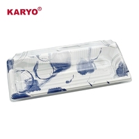 1102 Sakura Sushi Box Rectangle Récipient à sushi en plastique jetable de qualité alimentaire personnalisé avec couvercle transparent