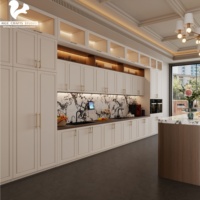 Ensemble de meubles de cuisine sur mesure Aige, style Shaker, en MDF et contreplaqué, avec îlot central, service OEM/ODM, conception 3D gratuite
