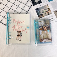 Classeur A6 transparent en PVC souple à 6 anneaux, rechargeable, pour budget, agenda, protection de documents, idéal pour l'école, les réunions et le bureau
