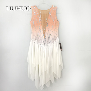 LIUHUO Figure Skating <strong>Dance</strong> <strong>Dress</strong> for Girls Ice Skating Performance Wear for Competition Ballet Rhinestone Costumes Orange