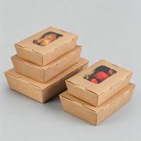 Boîtes à emporter jetables en papier kraft avec fenêtre transparente en PET, plusieurs tailles, contenants marron pour la préparation de repas, idéales pour l'huile d'olive, les restaurants et les fêtes