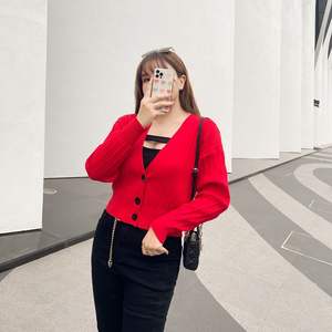 Cárdigan de punto para mujer Love Story, cuello en V, frente abierto, manga larga, antipilling, con etiqueta, diseño sencillo, prenda exterior - Product Image 5