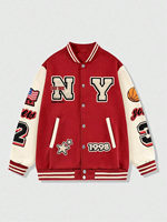 Vestes de baseball personnalisées pour hommes, style universitaire, style streetwear, patchwork, broderie en chenille 3D, boutons, veste d'hiver