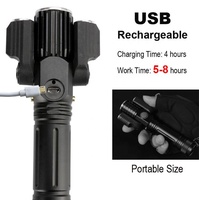 Lampe de travail de secours, pince de bicyclette, éclairage avant, Zoom, torche tactique Rechargeable, imperméable, trois têtes rotatives, lampe de poche à 3 LED