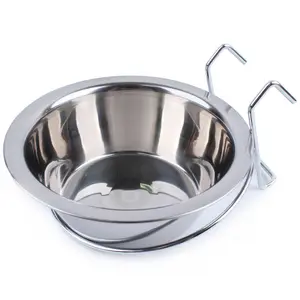 Wholesale Pet Supplies High Quality Outdoor Durable Pet Cage Hanging Bowl 304 Stainless Steel Dog Food Single Bowls Pet Feeder