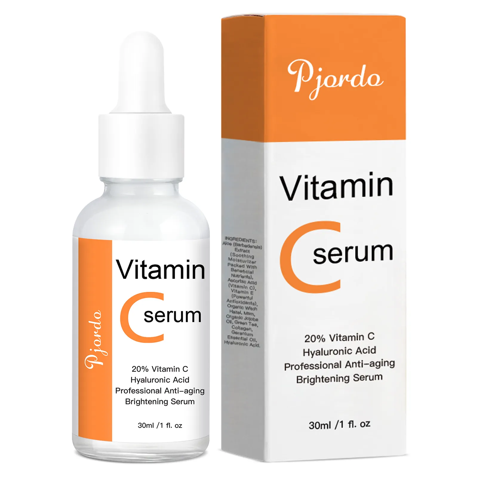 Label Pribadi Serum Vitamin C Organik Anti Penuaan Kulit Alami Pencerah Wajah Serum Perawatan Kulit Serum Terbaik untuk Pemutih Wajah