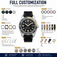 Montre de plongée automatique pour homme en acier inoxydable avec mouvement NH35, bracelet personnalisé OEM, 15 ATM, lunette rotative en saphir