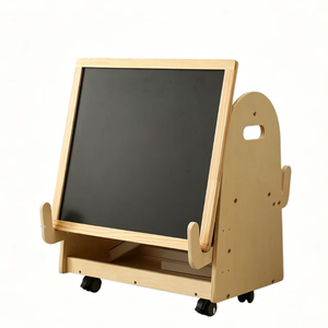 Large Double Sided Wooden Drawing Board for Kids Children's Early Education Multifunction Bookshelf Storage Rack Drawing <strong>Toy</strong> - Product Image 1