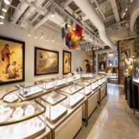 Vitrine à bijoux en verre européenne haut de gamme, comptoir avec éclairage LED, durable, facile à nettoyer, design personnalisable pour bijouterie