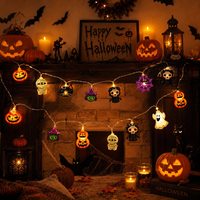 1 Buah Lampu Tali LED 3V Halloween Tidak Dapat Diredupkan 10/20 LED Lampu Peri Hantu Labu Laba-laba Mumi Kerangka Lampu Peri Pesta Liburan Rumah