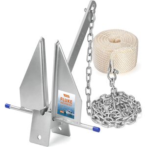 Kit de ancla Ouleme Fluke de 10 lb con cadena y cuerda para pontón, bote inflable y barco de pesca - Product Image 1