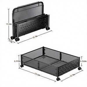 YH Modern Simple Metal <b>Foldable</b> Under Bed <b>Shoe</b> Storage <b>Rack</b> with Wheels 60x40.5x15.8CM for Bedroom Storage - Product Image 1