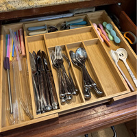 Tiroirs de rangement coulissants en bambou premium, ajustables et extensibles, pour cuisine et jouets pour bébés