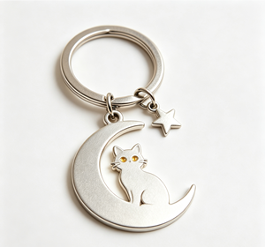 Zinc Alloy <b>Cat</b> Moon Star Keychain Metal Key <b>Ring</b> Custom Promotional Souvenir Gift - Product Image 2