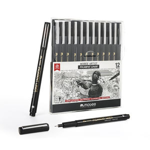 <span class=keywords><strong>Set</strong></span> di Penne per Calligrafia Mobee P-621A12 con Punte di Diverse Dimensioni, Pennarelli Fineliner Micron a Pigmenti a Base d'Acqua per la Grafica - Product Image 2