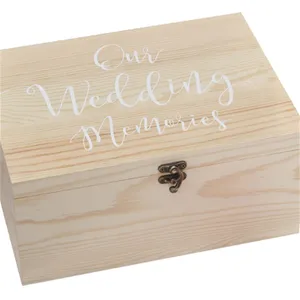 Pabrik Penjualan Panas Kayu Alami dengan Kotak Kayu Teks Putih Kotak Memori Hari Pernikahan