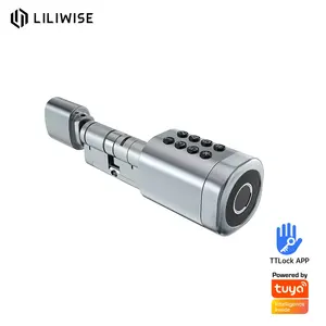 Liliwise Kunci Silinder Pintu Pintar Sidik Jari Elektronik Standar Euro Keamanan Tinggi dengan Aplikasi TTlock