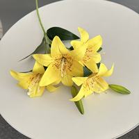 3D-Gedruckte Doppelblüten-Lilie, Künstliche Blume mit 4 Blüten und 2 Knospen in Frühlingsfarben, Vorrätig für Hochzeiten & Heimdekoration