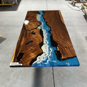 Sang Trọng Máy Tính Để Bàn Lớn Hội Đồng Quản Trị Nam Mỹ Gỗ Óc Chó Epoxy Nhựa Đại Dương Bàn Bằng Gỗ Bàn Ăn - Product Image 2