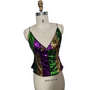 Débardeur sexy sans manches à sequins brillants pour femme, idéal pour les soirées en club et la danse jazz - Product Image 1