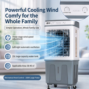 Enfriador de Aire Duradero al por Mayor con Botón Mecánico, 3 Velocidades, 4 Opciones de Viento, Tanque de Agua Desmontable de 25L - Product Image 2