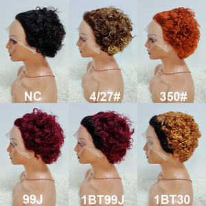 Letsfly Cheap $8 Brazilian Curly 13x1 Lace Frontal Human Hair <b>Wigs</b> Pixie Cut Short <b>Bob</b> <b>Wig</b> for Women - Product Image 3