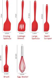 Ensemble de 5 spatules de cuisine pour la maison, résistantes à la chaleur, en silicone alimentaire, avec poignées en silicone, compatibles lave-vaisselle et four - Product Image 4