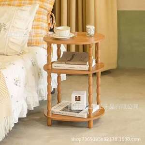 Retro-style wooden multi-tiered storage rack for home living room, decorative floor-standing wooden storage <b>shelf</b> next to - Product Image 5