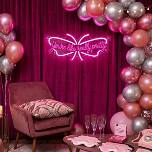 Insegna al Neon 'You're Like Really Pretty', Luce LED a Forma di Farfalla per Decorazione Murale, Decorazione Camera da Letto per Ragazze, Insegne al Neon Personalizzate - Product Image 3