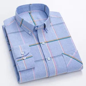 Camicie a maniche lunghe in cotone 100% Oxford per gli uomini <span class=keywords><strong>vestiti</strong></span> <span class=keywords><strong>neri</strong></span> a righe di design a quadri Casual traspiranti per la primavera per gli uomini Casual - Product Image 4