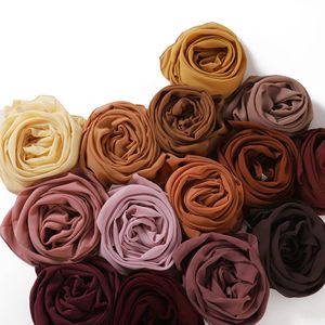 Foulard musulman carré en mousseline de soie perlée de couleur unie Malaisie Femmes en mousseline de soie Vente en gros Foulard Hijab - Product Image 5