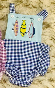 SR3414 RTS Mameluco para Bebé Niña, Diseño de Peces a Cuadros Rojos, Mono sin Mangas al por Mayor - Product Image 5