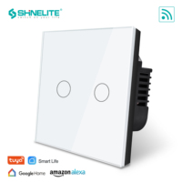 Filo neutro e filo singolo UK 2 Gang controllo vocale Smart WIFI Switch con Alexa e Google Home light switch