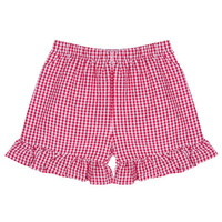Mùa Hè Cô Gái Seersucker Quần Short Bán Buôn Monogram Cô Gái Ruffle Seersucker Gingham Bãi Biển Quần