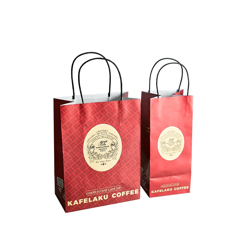 Tùy chỉnh túi giấy màu nâu mua sắm bao bì với xử lý Kraft túi giấy cho cà phê Cửa hàng bánh