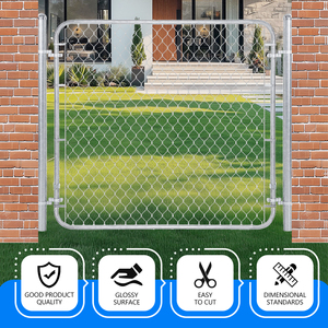 Porta da giardino porta da giardino con collegamento a catena per recinzione per recinzione in acciaio zincato porta da giardino per ingresso in giardino argento regolabile cancello da giardino - Product Image 4