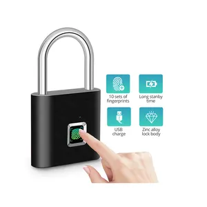 科瑞防水便携式USB充电锌合金金属智能指纹智能锁挂锁