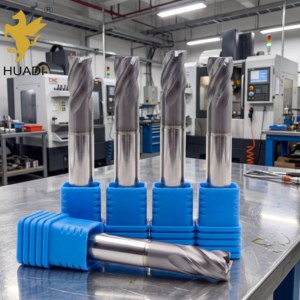 Fraise à queue en carbure de tungstène ultra-dure HRC55/65 à 4 cannelures, fond plat, longue durée de vie, pour usinage CNC, <span class=keywords><strong>prix</strong></span> usine - Product Image 1
