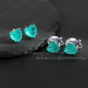 <span class=keywords><strong>Orecchini</strong></span> a cuore da 10 mm con tormalina Paraiba e smeraldo, squisiti, <span class=keywords><strong>per</strong></span> donna, gioielli <span class=keywords><strong>per</strong></span> piercing al trago, regalo di Natale - Product Image 1