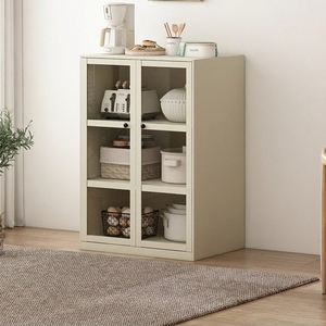 Meuble de rangement de cuisine style nordique, buffet blanc mat de 1200 mm de large avec porte vitrée, 1200x350x880mm - Product Image 3