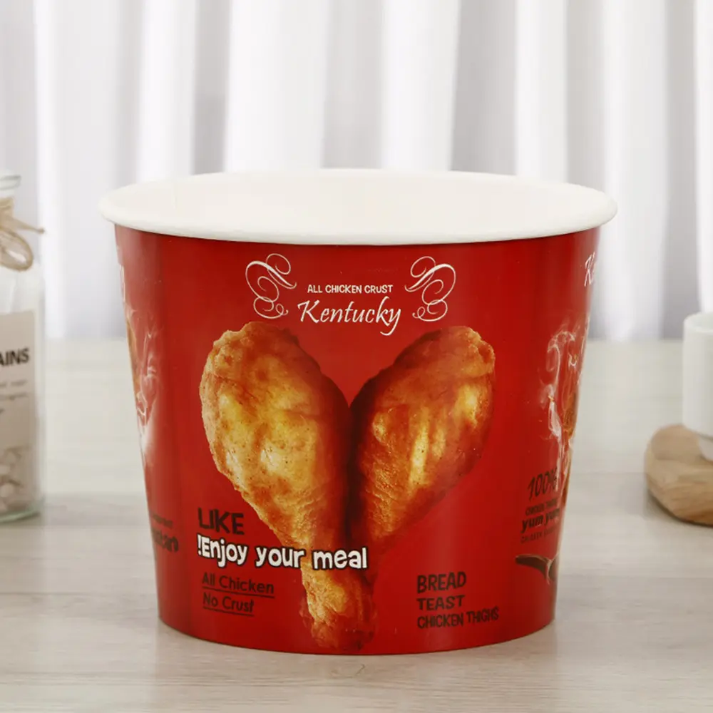 Secchio di pollo fritto personalizzato con stampa all'ingrosso secchio di pollo fritto con vendita calda con ali di pollo fritto secchio di carta