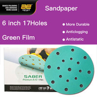 Papier abrasif et disques abrasifs de haute qualité, vente en gros OEM, grain moyen 80 à 240, 6 pouces, base en film vert, papier abrasif automobile