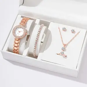 Y159趋势产品2024新品时尚奢华blingbling银钢montres de luxe 6pcs石英表女性
