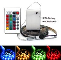 Lampu Strip LED, lampu Strip LED bertenaga baterai tahan air 5050 RGB 1M 2M 3M 4M 5V 6V pencahayaan latar belakang TV