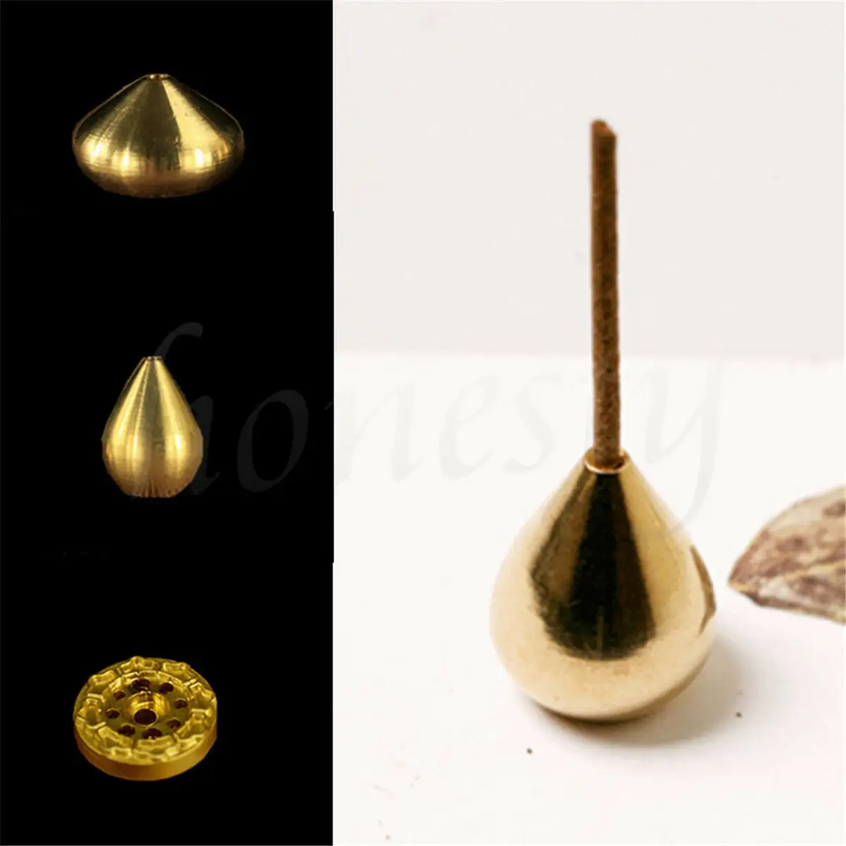 Brass Inserted Portable Mini Burner Holder with Base Incense Aromatherapy Environment