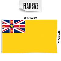 Drapeaux de Niue en polyester 68D/100D de 3x5 pieds en gros, personnalisables pour toutes les nations, livraison rapide, fournisseur fiable, livraison express