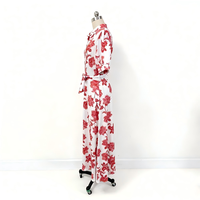 Robe maxi d'été à imprimé floral, tissu en rayonne doux, col en V, style décontracté, fente latérale, taille unique, taille naturelle, tissage respirant