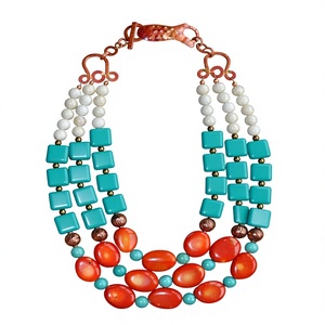 Handmade Resin <b>Bead</b> <b>Necklace</b> Wholesale Fashionable Lady Bohemia Colorful Design Stylish Resin <b>Beads</b> Statement <b>Necklace</b> for Woman - Product Image 2