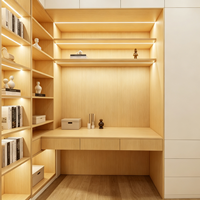 Armoire de chambre moderne en bois RTA (prête à assembler) avec éclairage pour projets d'appartements, vente en gros, usine OEM ODM